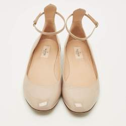 Pre Owned حذاء كعب عالي فالنتينو تانغو  سير كاحل جلد لامع أسود مقاس 38