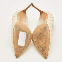 Pre Owned Valentino Rockstud Size 41 Cream Leather D'orsay Pumps
