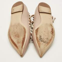 Pre Owned Valentino Rockstud Size 41 Beige Leather Ballet Flats