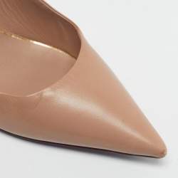 Pre Owned Valentino Rockstud Size 37.5 Beige Leather Ankle Wrap Tassel Pumps