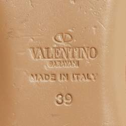 Pre Owned حذاء باليرينا فاتحة الكاحل فالنتينو فلات روكستد جلد وردي مقاس 39