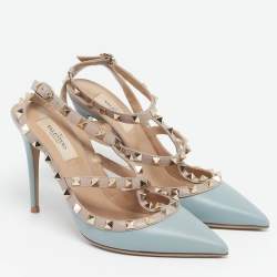 مملوكة مسبقًا حذاء كعب عالي فالنتينو جلد وردي مزين مسامير قفصي مقاس 40