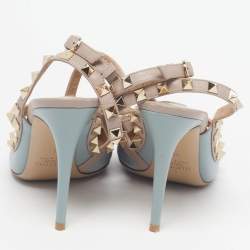 مملوكة مسبقًا حذاء كعب عالي فالنتينو جلد وردي مزين مسامير قفصي مقاس 40