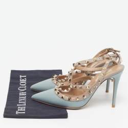 مملوكة مسبقًا حذاء كعب عالي فالنتينو جلد وردي مزين مسامير قفصي مقاس 40