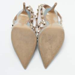 مملوكة مسبقًا حذاء كعب عالي فالنتينو جلد وردي مزين مسامير قفصي مقاس 40