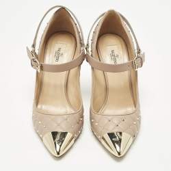 Pre Owned Valentino Rockstud Size 39 Dusty Pink Quilted Leather Mary Jane Pumps