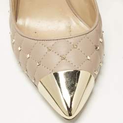Pre Owned Valentino Rockstud Size 39 Dusty Pink Quilted Leather Mary Jane Pumps