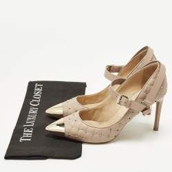 Pre Owned Valentino Rockstud Size 39 Dusty Pink Quilted Leather Mary Jane Pumps