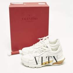 Pre Owned Valentino Bounce Size 37 White Mesh Low Top Sneakers