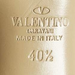 Pre Owned Valentino Rockstud Caged Size 40.5 Beige/Orange Leather Pumps