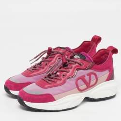 Pre Owned Valentino Vlogo Size 39 Multicolor Mesh and Suede Lace Up Sneakers