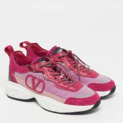 Pre Owned Valentino Vlogo Size 39 Multicolor Mesh and Suede Lace Up Sneakers