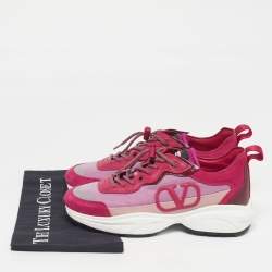 Pre Owned Valentino Vlogo Size 39 Multicolor Mesh and Suede Lace Up Sneakers