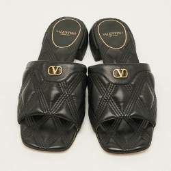 Pre Owned حذاء شريحة فالنتينو جلد مبطن وردي غامق مقاس 39