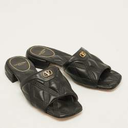 Pre Owned حذاء شريحة فالنتينو جلد مبطن وردي غامق مقاس 39