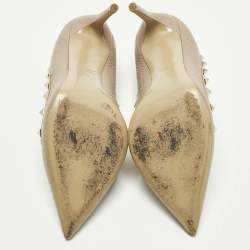 Pre Owned Valentino Rockstud Size 40 Beige Leather Pointed Toe Pumps