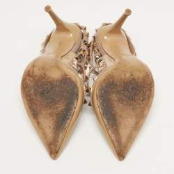 مملوكة مسبقًا Valentino Rockstud Size 38 Beige/Brown Patent and  Leather Pumps