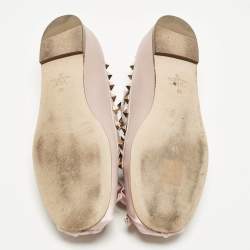 Pre Owned حذاء باليرينا فلات فالنتينو روكستد ساتان وردي فرش مقاس 39.5