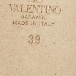 Pre Owned حذاء باليرينا فلات فالنتينو روكستد ساتان وردي فرش مقاس 39.5