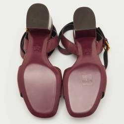 مملوكة مسبقًا Valentino VLogo Size 40 Burgundy Leather Block Heel Ankle Strap Sandals
