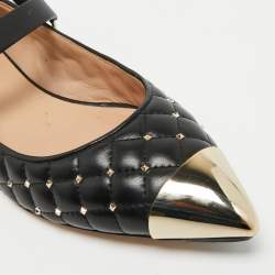 Pre Owned Valentino Rockstud Spike Size 41 Black Leather Ballet Flats