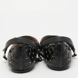 Pre Owned Valentino Rockstud Spike Size 41 Black Leather Ballet Flats