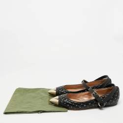 Pre Owned Valentino Rockstud Spike Size 41 Black Leather Ballet Flats