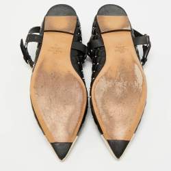 Pre Owned Valentino Rockstud Spike Size 41 Black Leather Ballet Flats