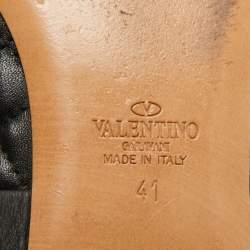 Pre Owned Valentino Rockstud Spike Size 41 Black Leather Ballet Flats