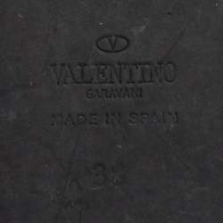 Pre Owned Valentino Torchon Size 38 Black Leather Wedge Sandals