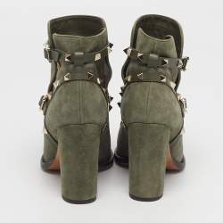 مملوكة مسبقًا حذاء بوت قتالي فالنتينو روكستد جلد ورمادي سويدي مقاس 39