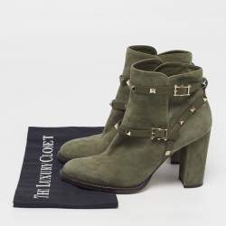 مملوكة مسبقًا حذاء بوت قتالي فالنتينو روكستد جلد ورمادي سويدي مقاس 39