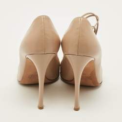 Pre Owned Valentino Rockstud Size 38 Beige Leather Lace Up Pointed Toe Pumps
