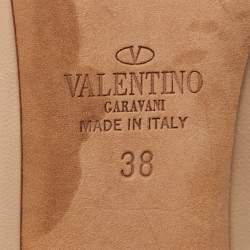 Pre Owned Valentino Rockstud Size 38 Beige Leather Lace Up Pointed Toe Pumps