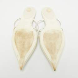 Pre Owned Valentino Rockstud Wipsy Size 39 Cream Leather Mules