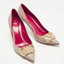 Pre Owned حذاء كعب عالي فالنتينو جلد وردي باهت مقاس 38