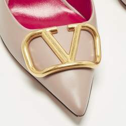 Pre Owned حذاء كعب عالي فالنتينو جلد وردي باهت مقاس 38