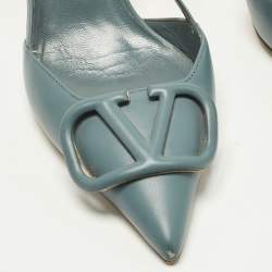 مملوكة مسبقًا حذاء كعب عالي فالنتينو سLingBACK جِلد أزرَق مَقاس 36