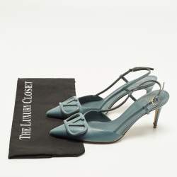 مملوكة مسبقًا حذاء كعب عالي فالنتينو سLingBACK جِلد أزرَق مَقاس 36