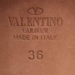 Pre Owned Valentino VLogo Size 36 Silver Leather Ankle Strap Sandals