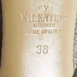 Pre Owned Valentino Size 38 Metallic Silver/Grey Suede Crystal Embellished Peep Toe Pumps