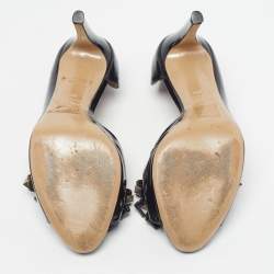 مملوكة مسبقًا Valentino Rockstud Size 38.5 Black Patent Leather D'orsay Pumps