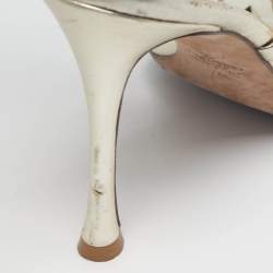 Pre Owned Valentino Rockstud Size 41 Gold Leather Ankle Tie Sandals