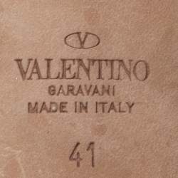 Pre Owned Valentino Rockstud Size 41 Gold Leather Ankle Tie Sandals