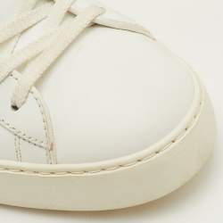 مملوكة مسبقًا Valentino Rockstud Size 39.5 White/Gold Leather Low Top Sneakers