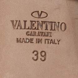 Pre Owned Valentino Rockstud Size 39 Gold Leather Slingback Pumps