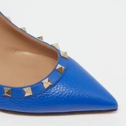 مملوكة مسبقًا Valentino Rockstud Size 39 Blue Leather Pointed Toe Pumps