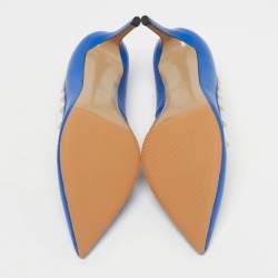 مملوكة مسبقًا Valentino Rockstud Size 39 Blue Leather Pointed Toe Pumps