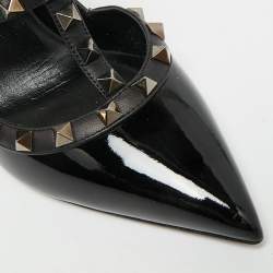 Pre Owned Valentino Rockstud Size 39 Black Leather and Patent Leather Pumps