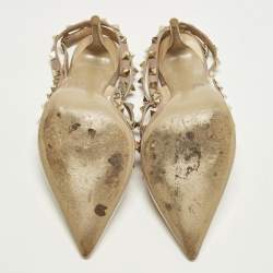 Pre Owned حذاء كعب عالي فالنتينو جلد وردي مزين مسامير قفصي مقاس 40